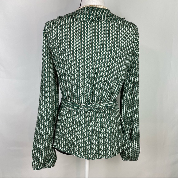 Max Studio Faux Wrap Ruffle Collar Long Sleeve Blouse With Wrap Ties Size Small - Picture 2 of 9